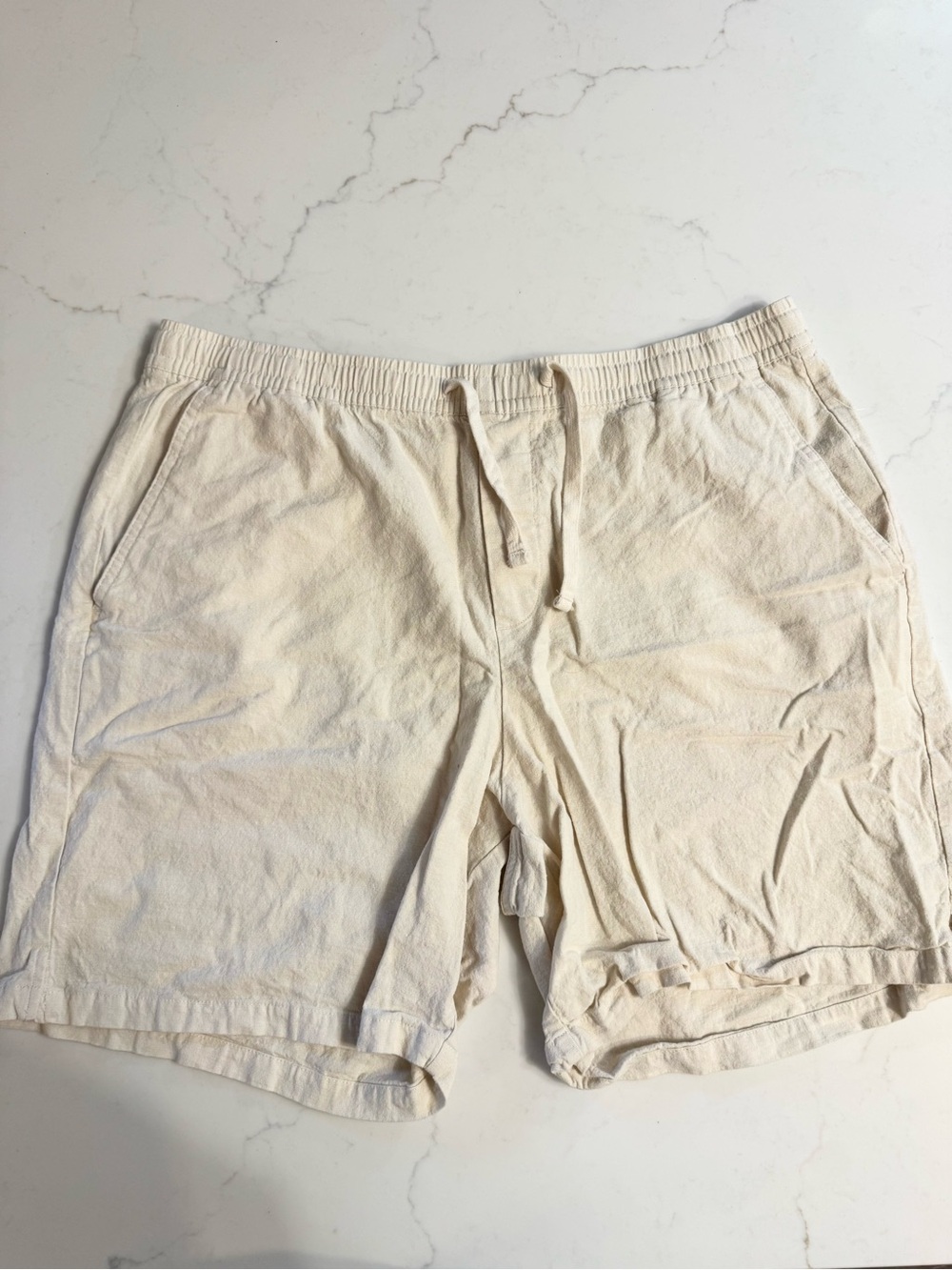 GAP Linen Cotton 8” Easy Shorts XL Cream Drawstring Pull On - Picture 4 of 5